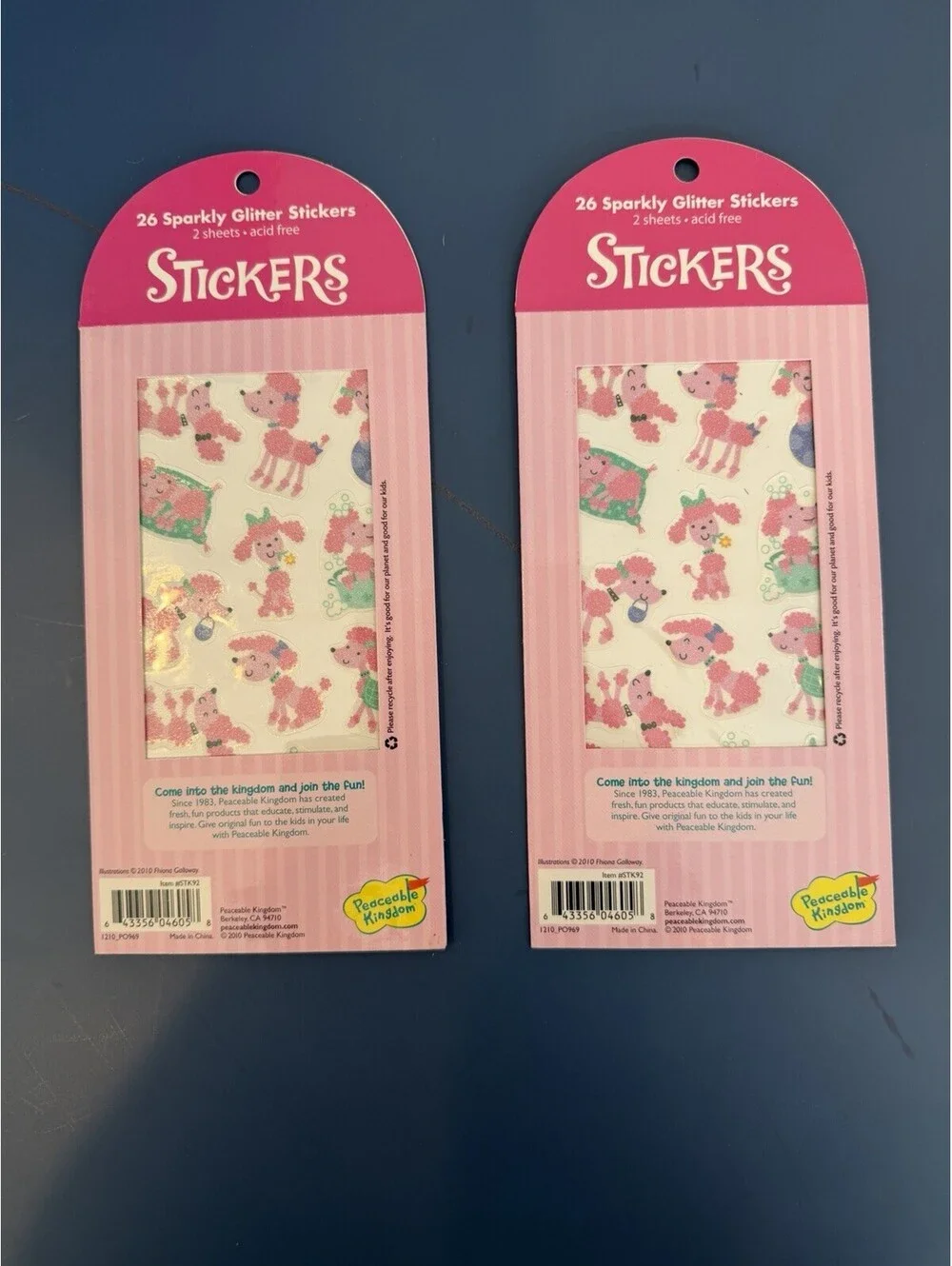 Rare Peaceable Kingdom Pink Poodle Stickers Sparkly Glitter 2 Packs New Sealed